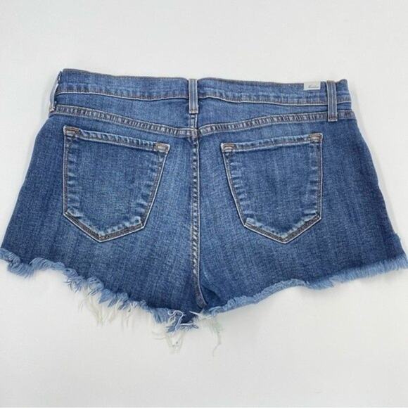 KAN CAN Mid Rise Distressed Stretch Shorts Cut Off Anza Wash Booty Buckle - Picture 5 of 6